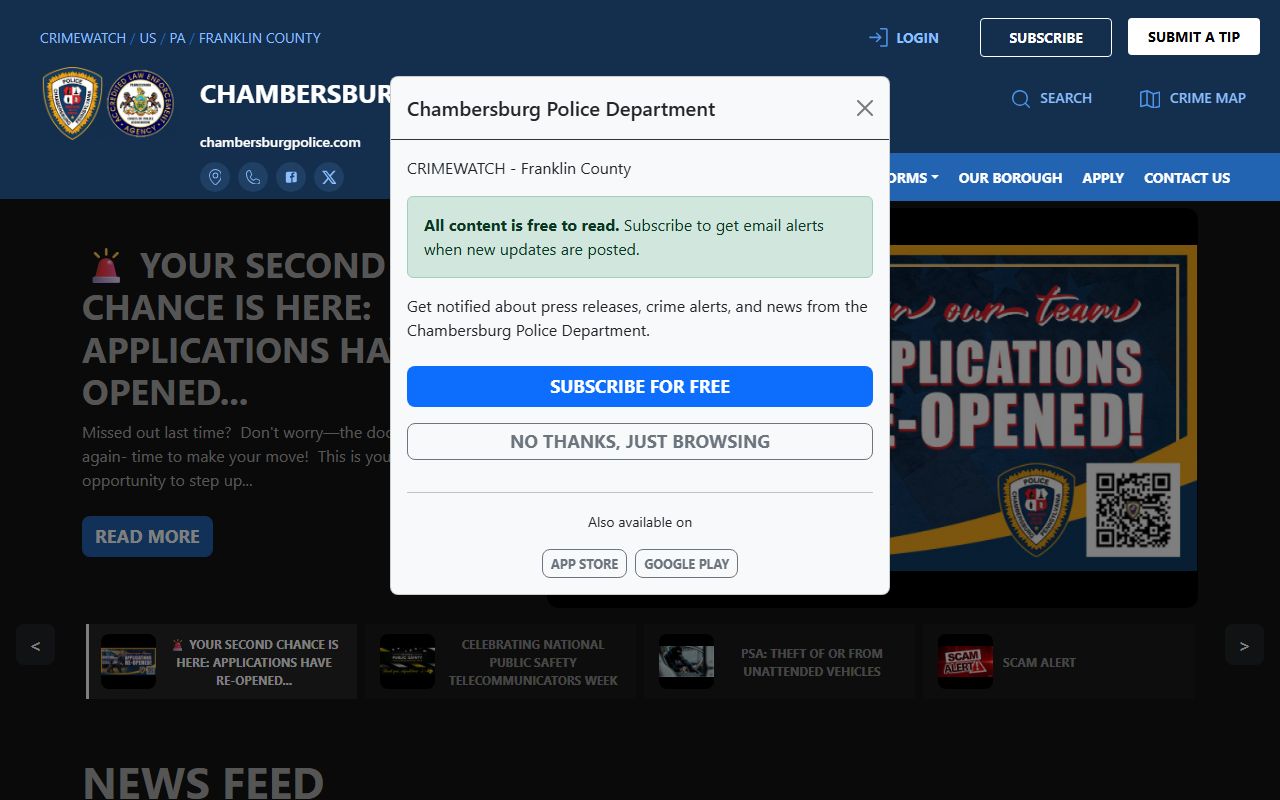 Franklin County jail mugshots Chambersburg Police CRIMEWATCH page