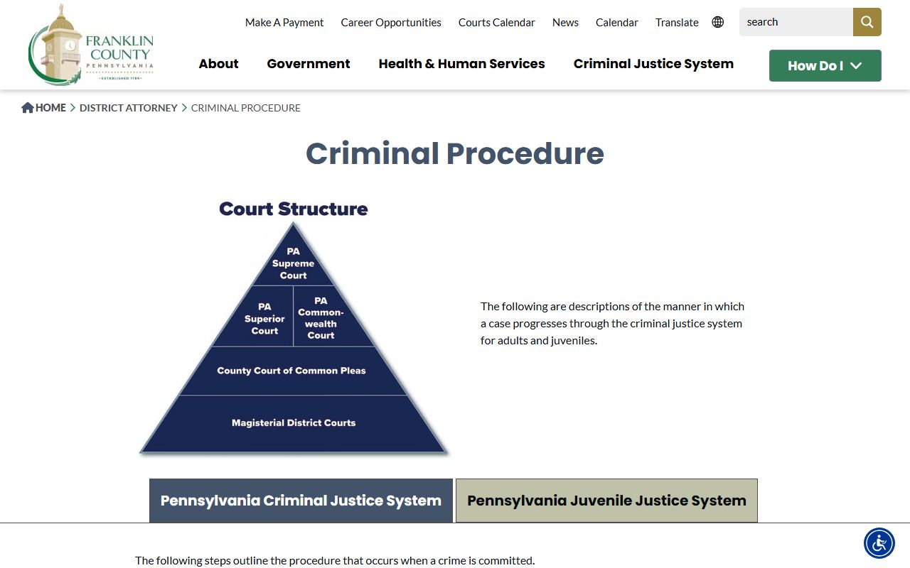 Franklin County court records after arrest criminal procedure page